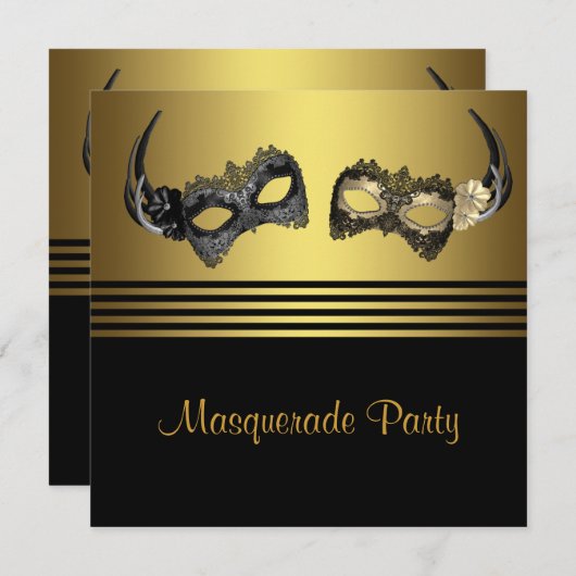Invitation Mardi Gras Masquerade Masquate (Devant / Derrière)