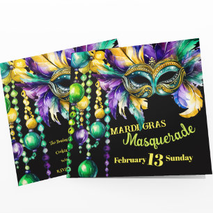 Invitation Mardi Gras Masquerade Masque Masque Masque et Bead