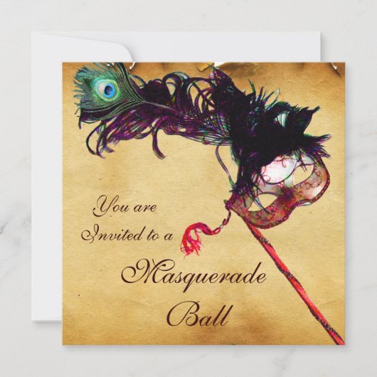 Invitation MARDI GRAS MASQUERADE MASQUES Classe Parchemin (Devant)