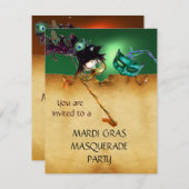 Invitation MARDI GRAS MASQUERADE PARTI, orange bleu (Devant / Derrière)