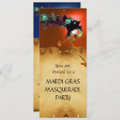 Invitation MARDI GRAS MASQUERADE PARTI, orange bleue (Devant / Derrière)