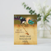 Invitation MARDI GRAS MASQUERADE PARTI rouge jaune bleu noir (Debout devant)