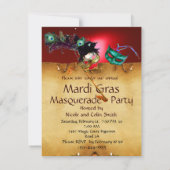 Invitation MARDI GRAS MASQUERADE PARTI rouge jaune bleu noir (Dos)