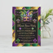 Invitation Mardi Gras Masquerade Quinceanera (Debout devant)