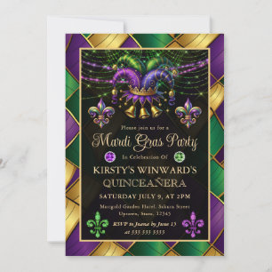 Invitation Mardi Gras Masquerade Quinceanera