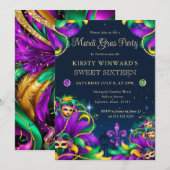 Invitation Mardi Gras Masquerade Sweet sixteen (Devant / Derrière)