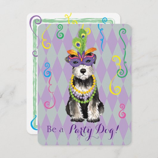 Invitation Mardi Gras Mini Schnauzer (Devant / Derrière)