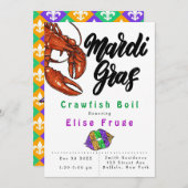 Invitation Mardi Gras Parties scintillant Lèvres Crawfish Inv (Devant / Derrière)
