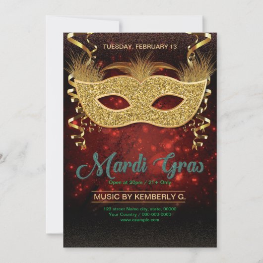Invitation Mardi Gras Party Flyer Template  (Devant)
