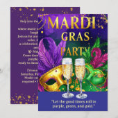 Invitation Mardi Gras Party – Let the Good Times Roll (Devant / Derrière)