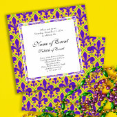 Invitation Mardi Gras Party Nouvelle-Orléans Fleur de Lis