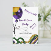 Invitation Mardi Gras Party Purple Gold et Green (Debout devant)
