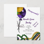 Invitation Mardi Gras Party Purple Gold et Green (Devant / Derrière)