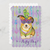 Invitation Mardi Gras Pembroke Welsh Corgi (Devant / Derrière)