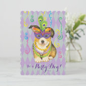 Invitation Mardi Gras Pembroke Welsh Corgi (Debout devant)
