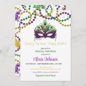 Invitation Mardi Gras Perles d'invitation à la douche nuptial (Devant / Derrière)