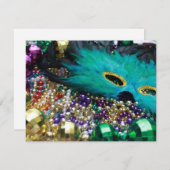 Invitation Mardi Gras Perles & Feather Mask Mask (Devant / Derrière)