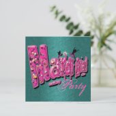 Invitation Mardi gras pink teal party (Debout devant)