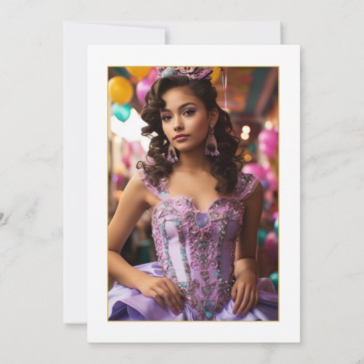 Invitation Mardi Gras Plauve et rose-chaud Quinceañera (Dos)