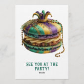 Invitation Mardi Gras Royal Macaron Birthday (Dos)
