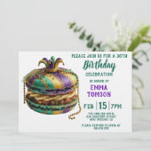 Invitation Mardi Gras Royal Macaron Birthday (Debout devant)