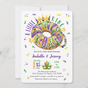 Invitation Mardi Gras Un petit roi Coins ronds
