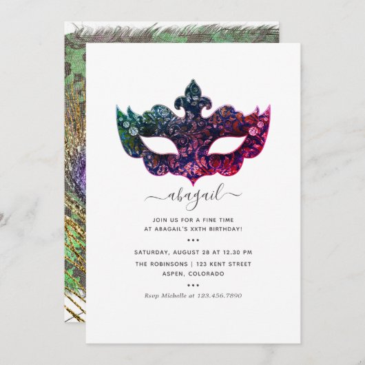 Invitation Mardi GrasInvitation de fête d'anniversaire tropic (Devant / Derrière)