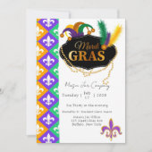 Invitation Mardi Grass Fleur de Lis Entreprise Fête Invitatio (Devant)
