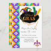 Invitation Mardi Grass Fleur de Lis Entreprise Fête Invitatio (Devant / Derrière)