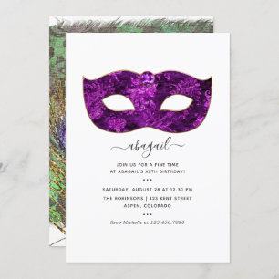 Invitation Mardi GrasTropical Purple Gemstone Anniversaire