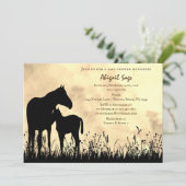 Invitation Mare et poulain dans le Baby shower du cheval de c (Debout devant)
