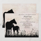 Invitation Mare et poulain dans le Baby shower du cheval de c (Devant / Derrière)