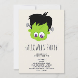 Invitation Mare Green Frankenstein Monster face Halloween