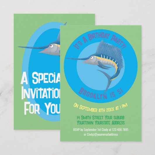 Invitation Marée de plaisance de l'espadon (Devant / Derrière)