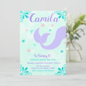 Invitation Marée de sirène Anniversaire sous la mer violet Tu (Debout devant)