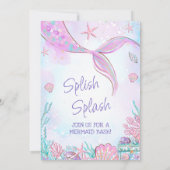 Invitation Marée de sirène rose sous la mer Anniversaire (Dos)