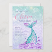 Invitation Marée de sirène sous la mer violet Anniversaire (Devant)