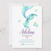 Invitation Marée de sirène sous l'aquarelle de la mer Anniver (Devant)