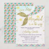 Invitation Marée de sirène sous l'invitation du Baby shower m (Devant / Derrière)