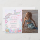 Invitation Marée de sirènes sous la mer Photo Anniversaire (Devant)