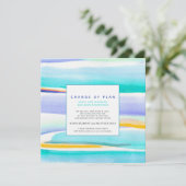 Invitation Marée tropicale Abstraite aqua mariage report (Debout devant)