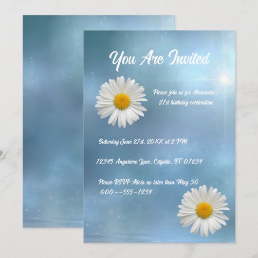 Invitation Margarita Blanche Joyeuse (Devant / Derrière)