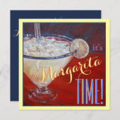 Invitation Margarita boisson rouge bleu jaune bachelorette (Devant / Derrière)