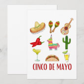 Invitation Margarita Et Nœud Papillon Coquette Cinco De Mayo  (Devant / Derrière)