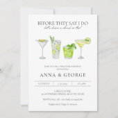 Invitation Margarita Fête de Mariage Cocktail à l'Aquarelle (Devant)