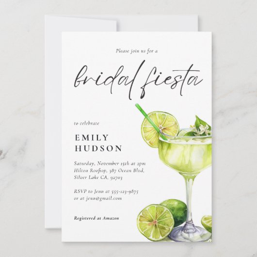 Invitation Margarita Fête Mexicaine Fête des mariées Florale (Devant)