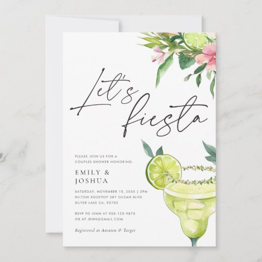 Invitation Margarita Fiesta Mexicaine Couple Shower (Devant)