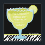Invitation Margarita Glass<br><div class="desc">Commencez votre fête d'anniversaire avec style en envoyant ces invitations chic de fête avec une margarita de citron vert congelée sur un arrière - plan zèbre modèle. Art © ILLUSTRATIONS JW</div>