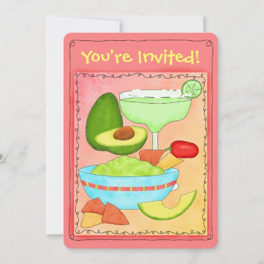 Invitation Margarita Guacamole fête du 40e anniversaire (Devant)