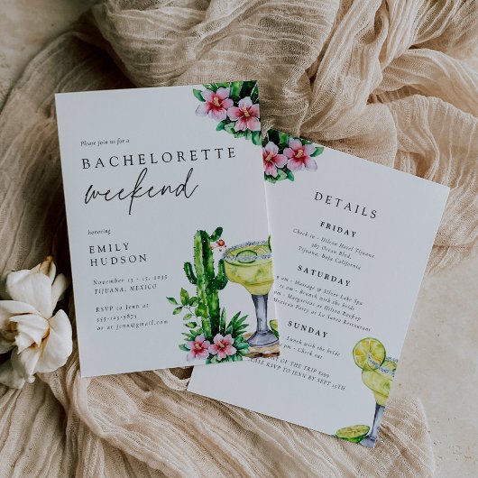 Invitation Margarita Mexicaine Bachelorette Week-end